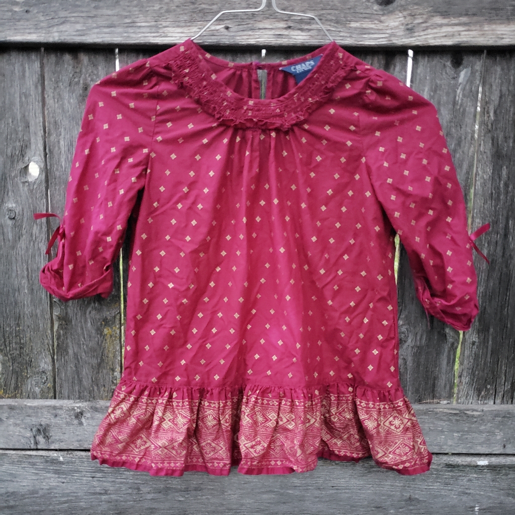 Ralph Lauren Pink Magenta Gold Sparkly Bling Ruffle Top Sz 5 In Great Condition